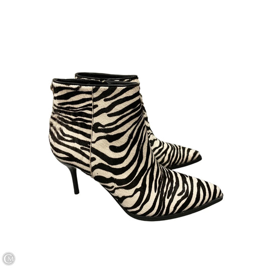 Boots Ankle Heels By Nine West In Zebra Print, Size: 7.5