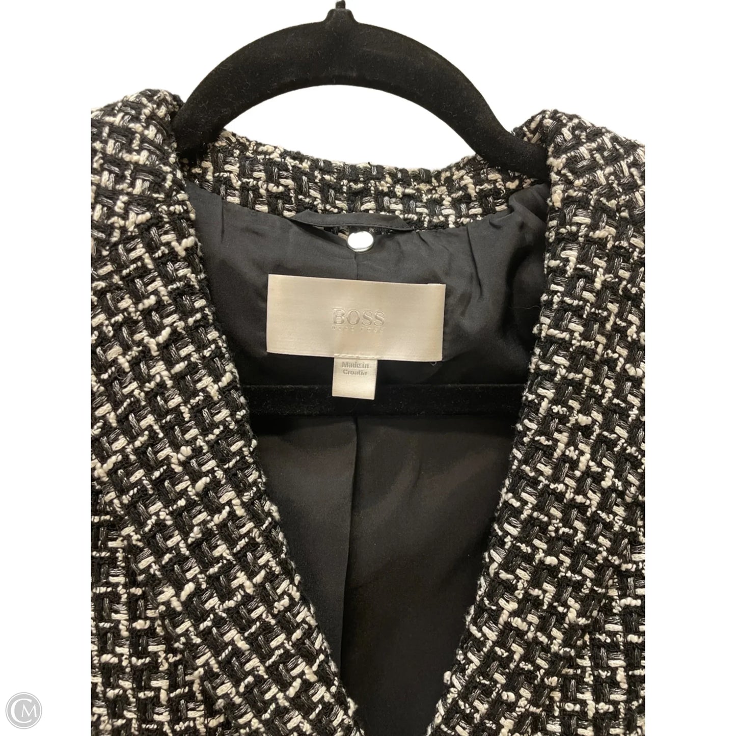 Blazer By Hugo Boss In Black & Cream, Size: M