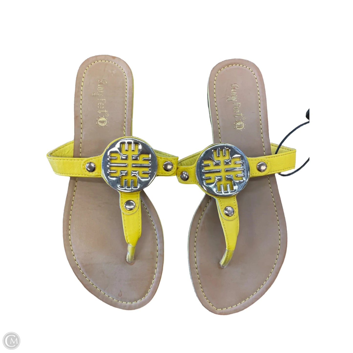 Sandals Flats By Clothes Mentor In Yellow, Size: 8
