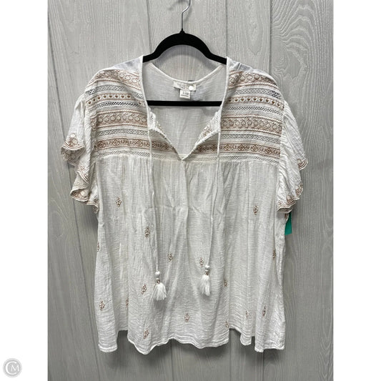Top Short Sleeve By Rachel Zoe In Cream, Size: 2x