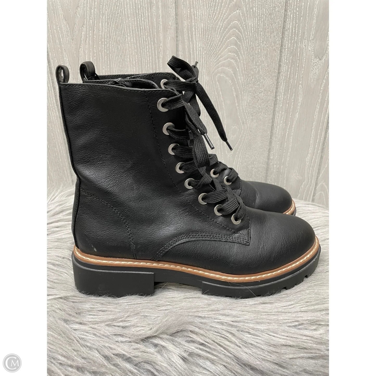 Boots Combat By Clothes Mentor In Black & Brown, Size: 10