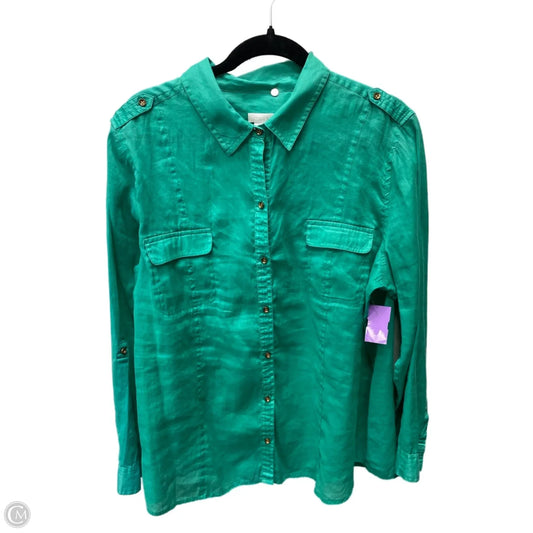 Blouse Long Sleeve By Chicos In Green, Size: L