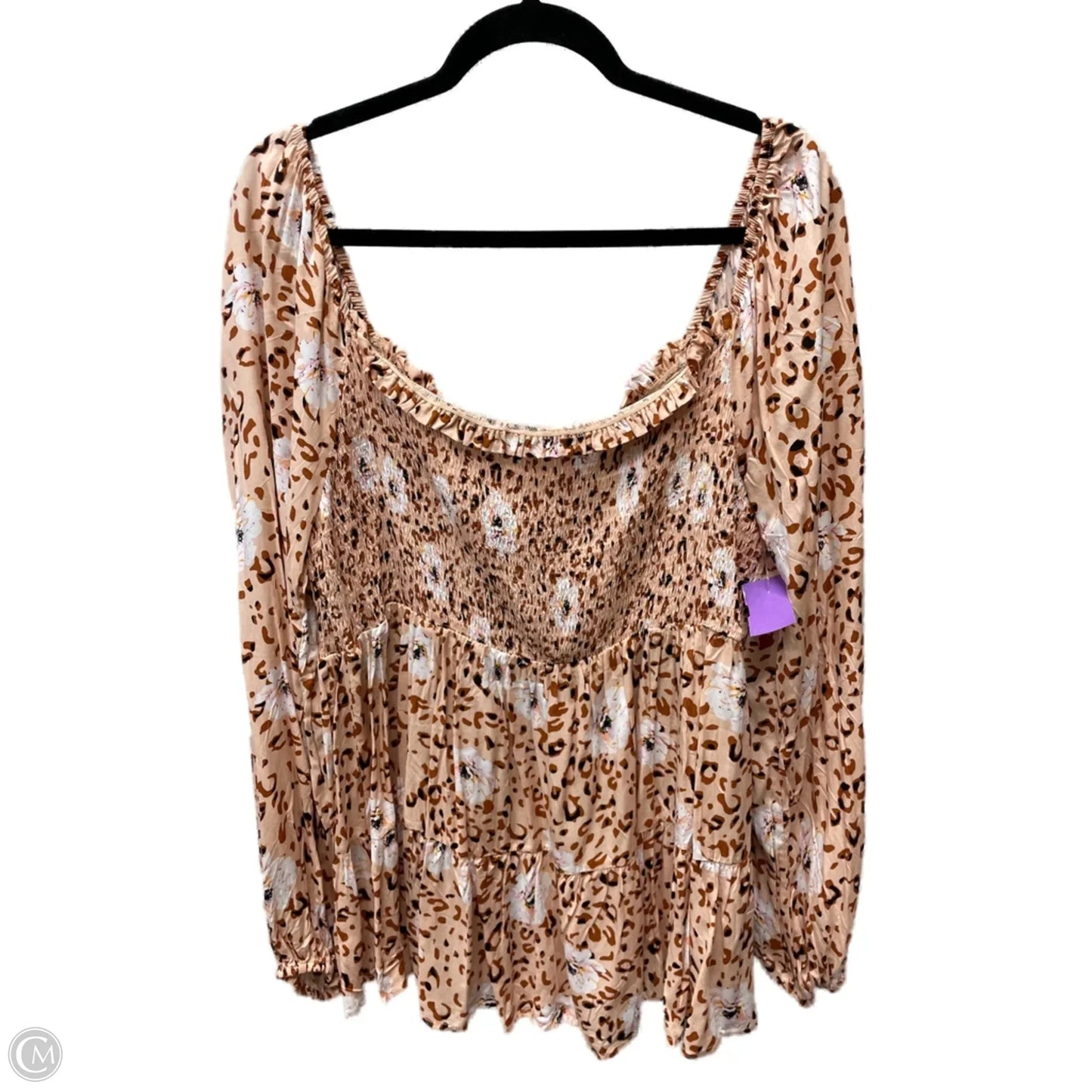 Top Long Sleeve By Chicsoul In Peach, Size: 1x