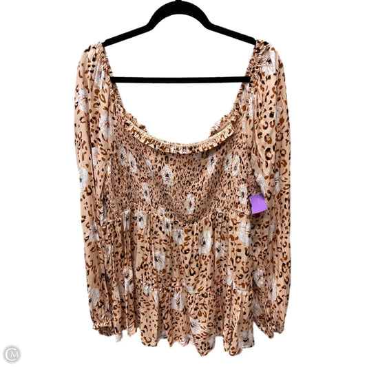 Top Long Sleeve By Chicsoul In Peach, Size: 1x