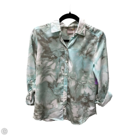 Blouse Long Sleeve By Chicos In Blue & Grey, Size: S