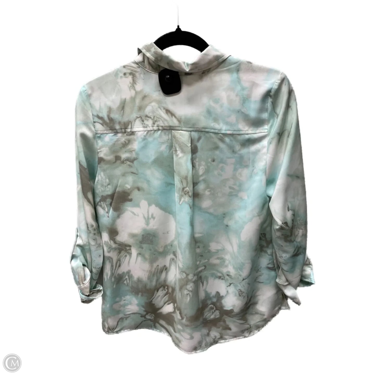 Blouse Long Sleeve By Chicos In Blue & Grey, Size: S