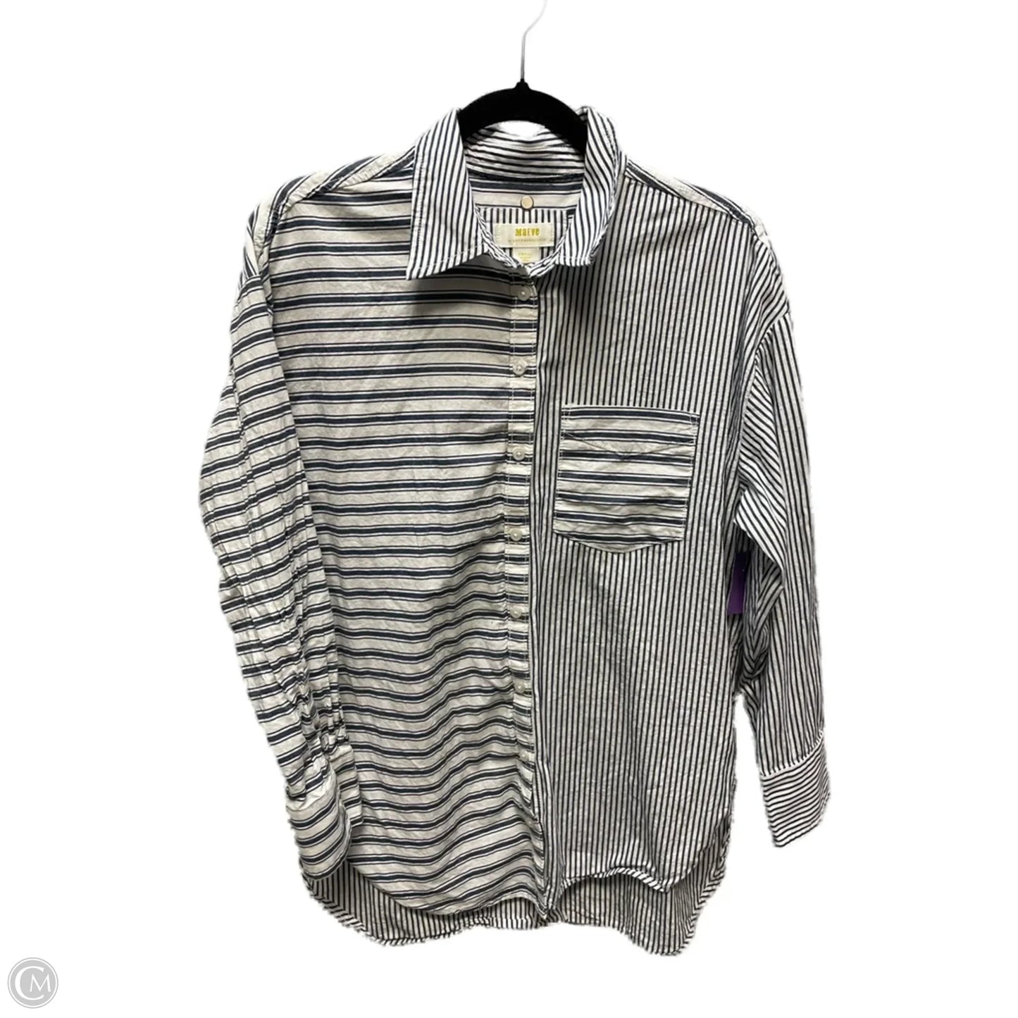 Blouse Long Sleeve By Maeve In Striped Pattern, Size: S