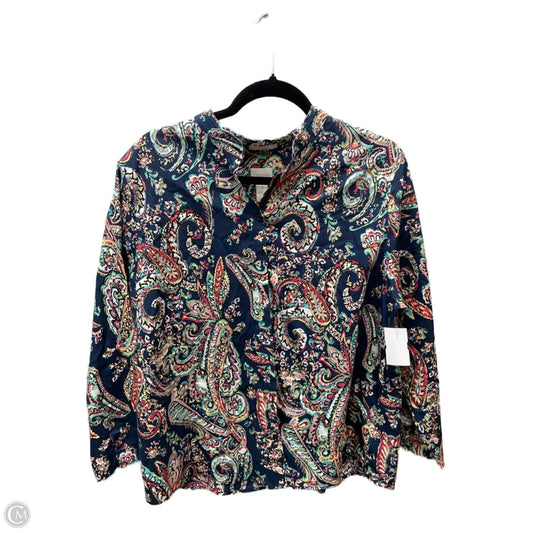 Blouse Long Sleeve By Chicos In Paisley Print, Size: L