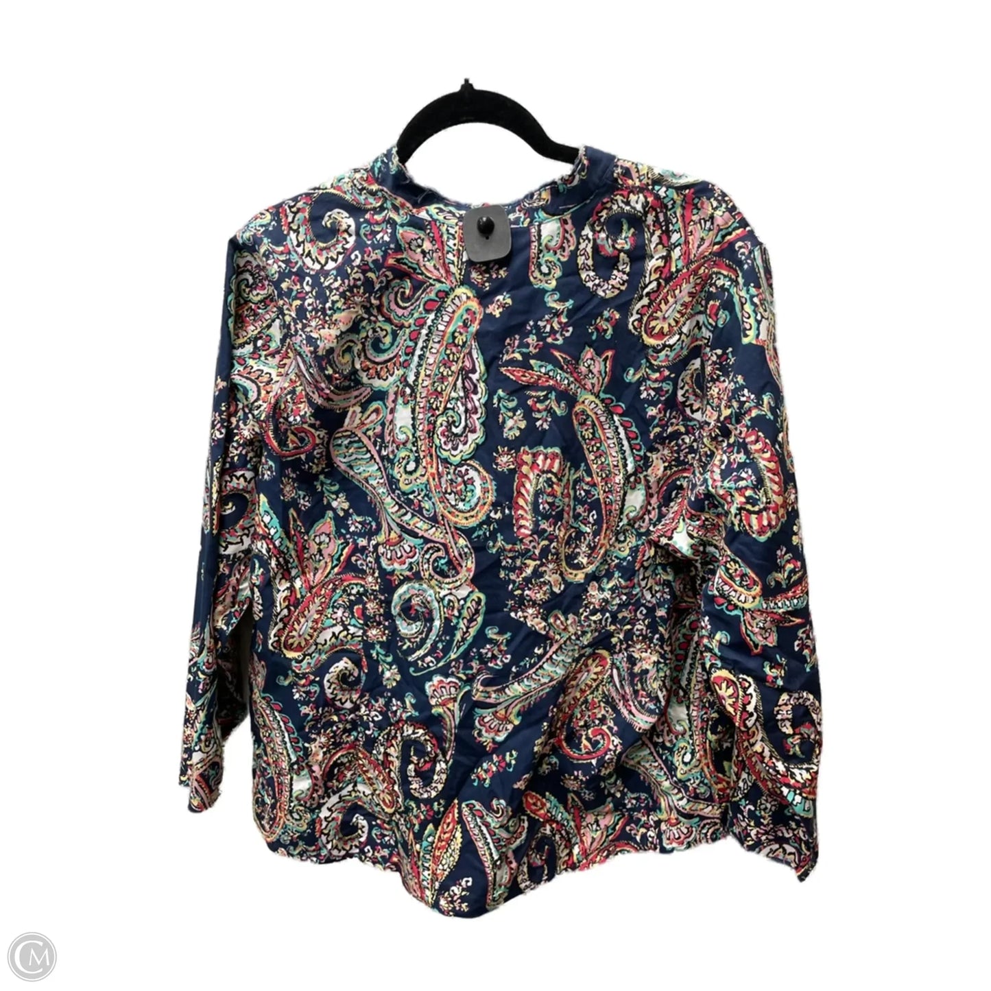 Blouse Long Sleeve By Chicos In Paisley Print, Size: L