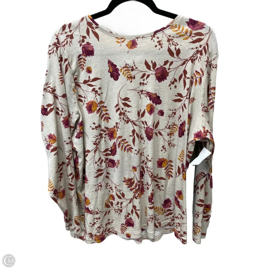 Top Long Sleeve Basic By Croft And Barrow In Floral Print, Size: 2x