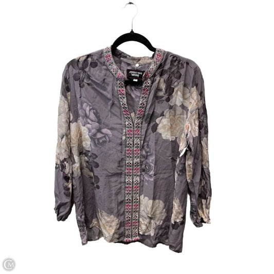 Blouse Long Sleeve By Johnny Was In Purple & Tan, Size: S