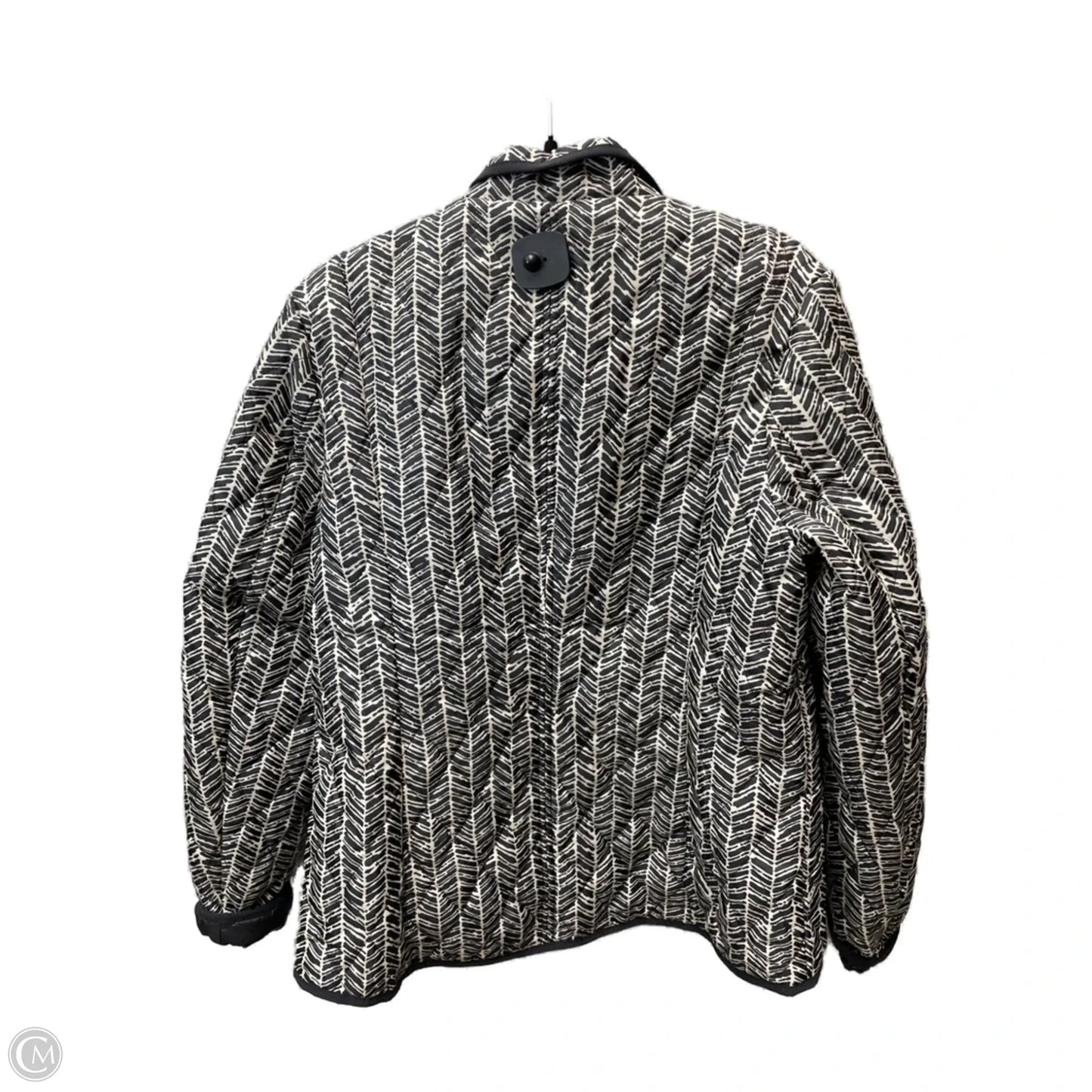 Jacket Puffer & Quilted By Lands End In Black & Cream, Size: L
