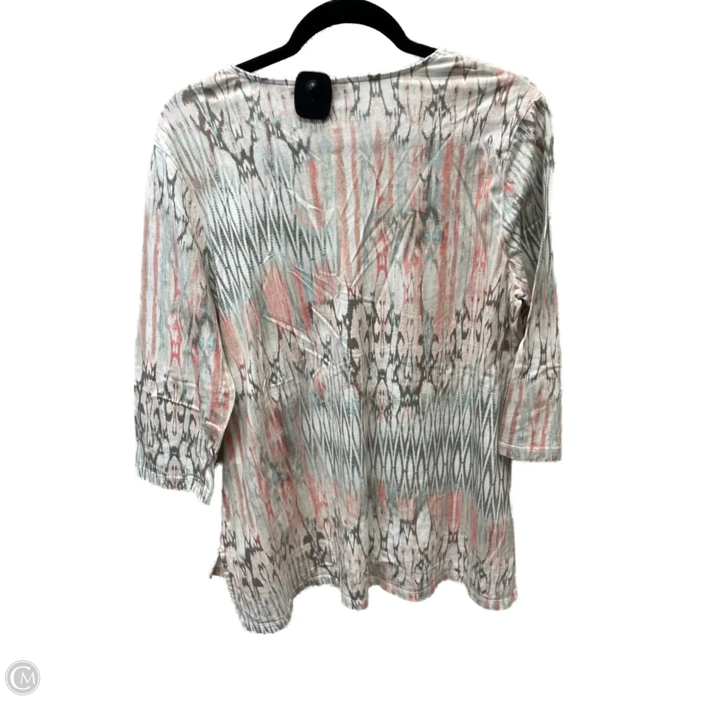 Top Short Sleeve By Chicos In Green & Pink, Size: L