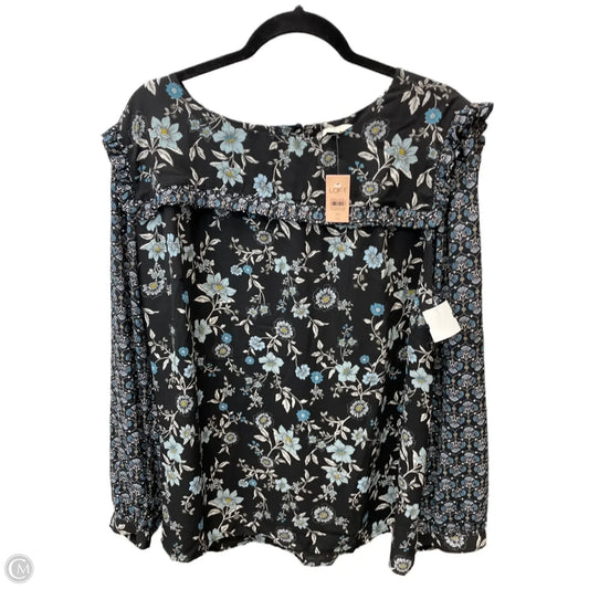 Blouse Long Sleeve By Loft In Floral Print, Size: 1x