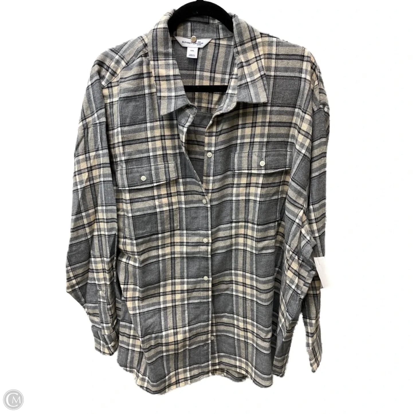 Tunic Long Sleeve By Old Navy In Cream & Grey, Size: 1x