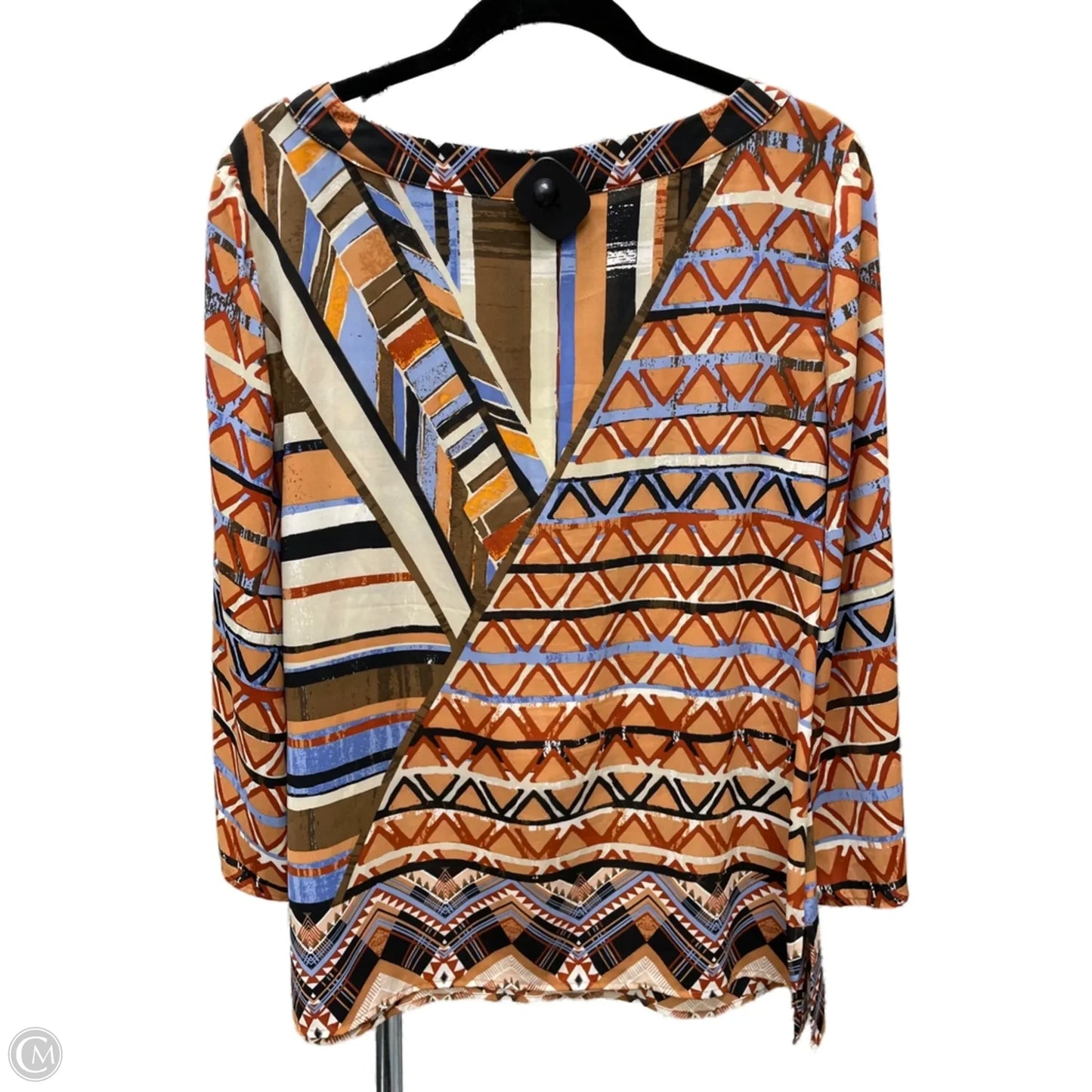 Blouse Long Sleeve By Chicos In Brown & Orange, Size: M
