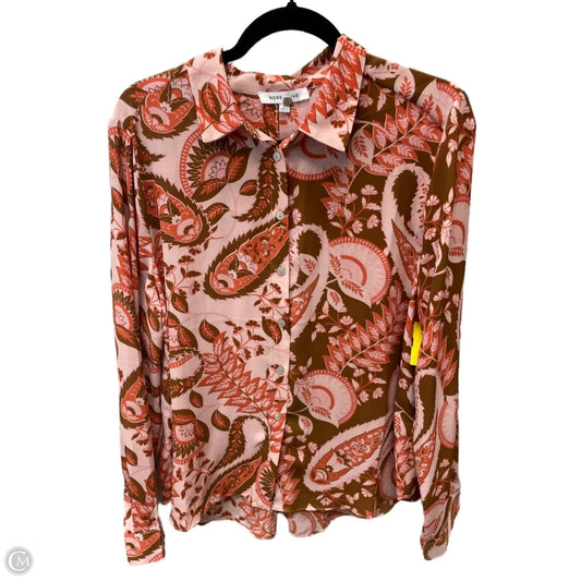 Blouse Long Sleeve By Rose And Olive In Brown & Pink, Size: L