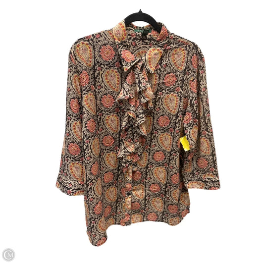 Top Long Sleeve By Lauren By Ralph Lauren In Brown & Red, Size: 2x