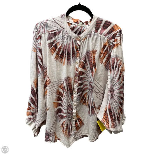 Top Long Sleeve By Pilcro In Orange & Pink, Size: L