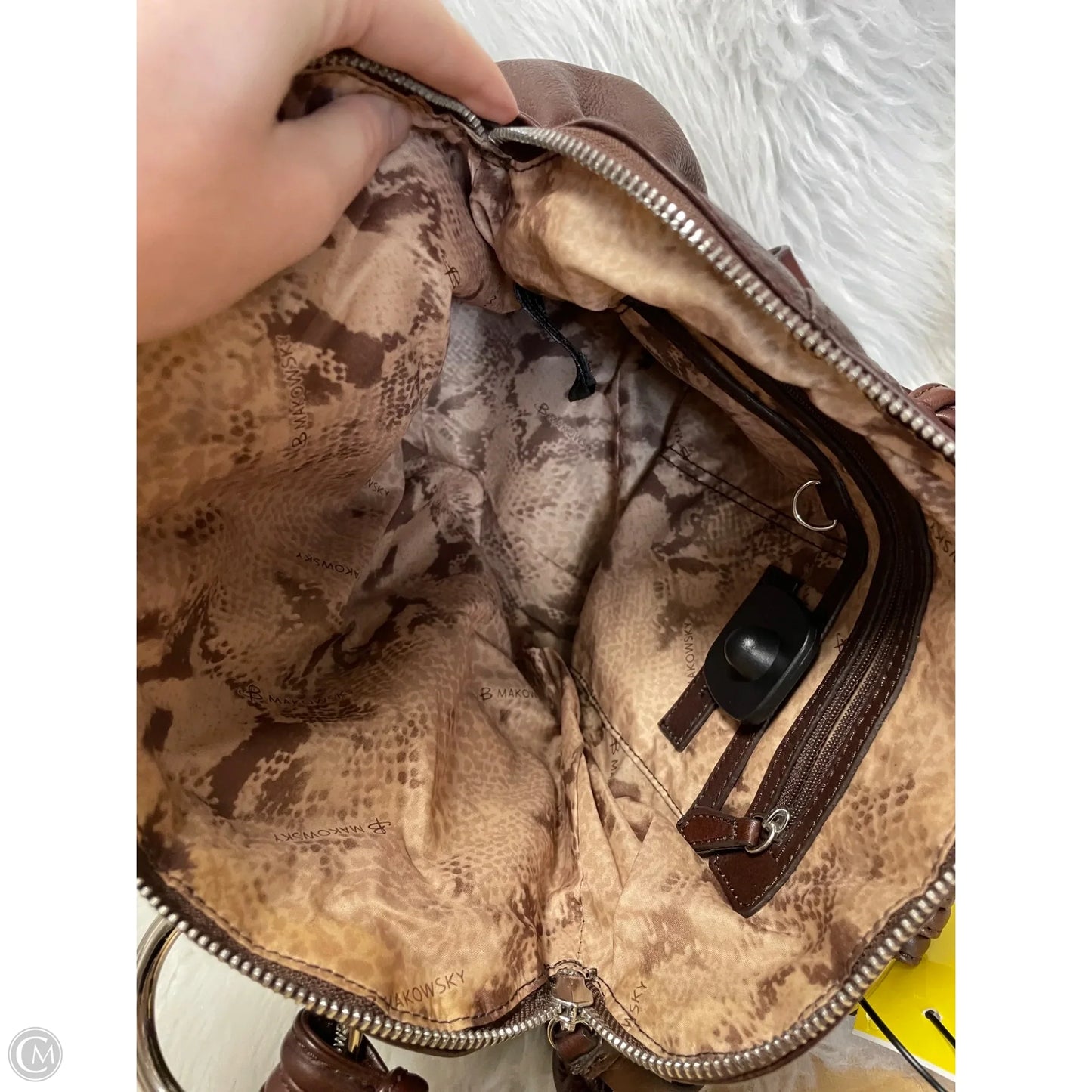 Handbag Leather By B. Makowsky, Size: Medium