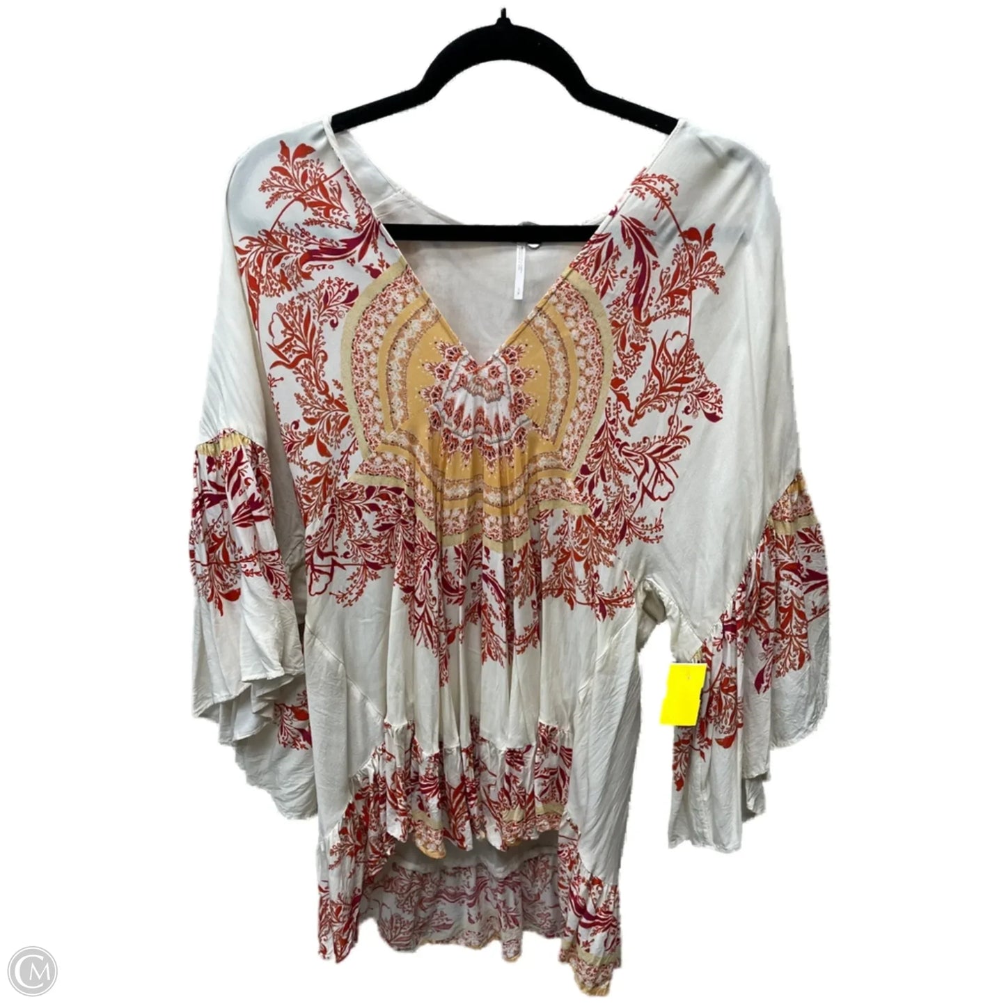 Blouse 3/4 Sleeve By Free People In Cream & Red, Size: S