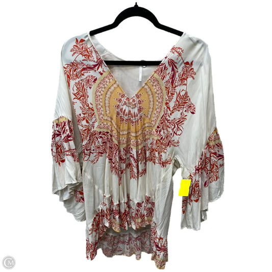 Blouse 3/4 Sleeve By Free People In Cream & Red, Size: S