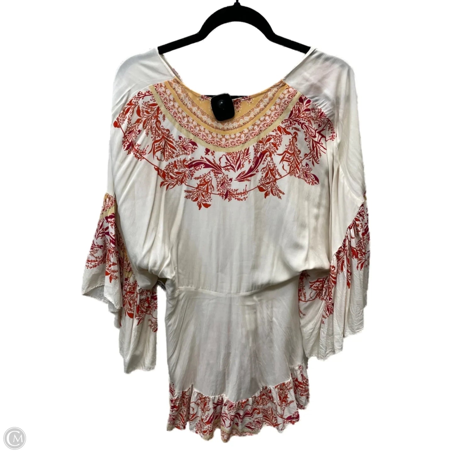 Blouse 3/4 Sleeve By Free People In Cream & Red, Size: S