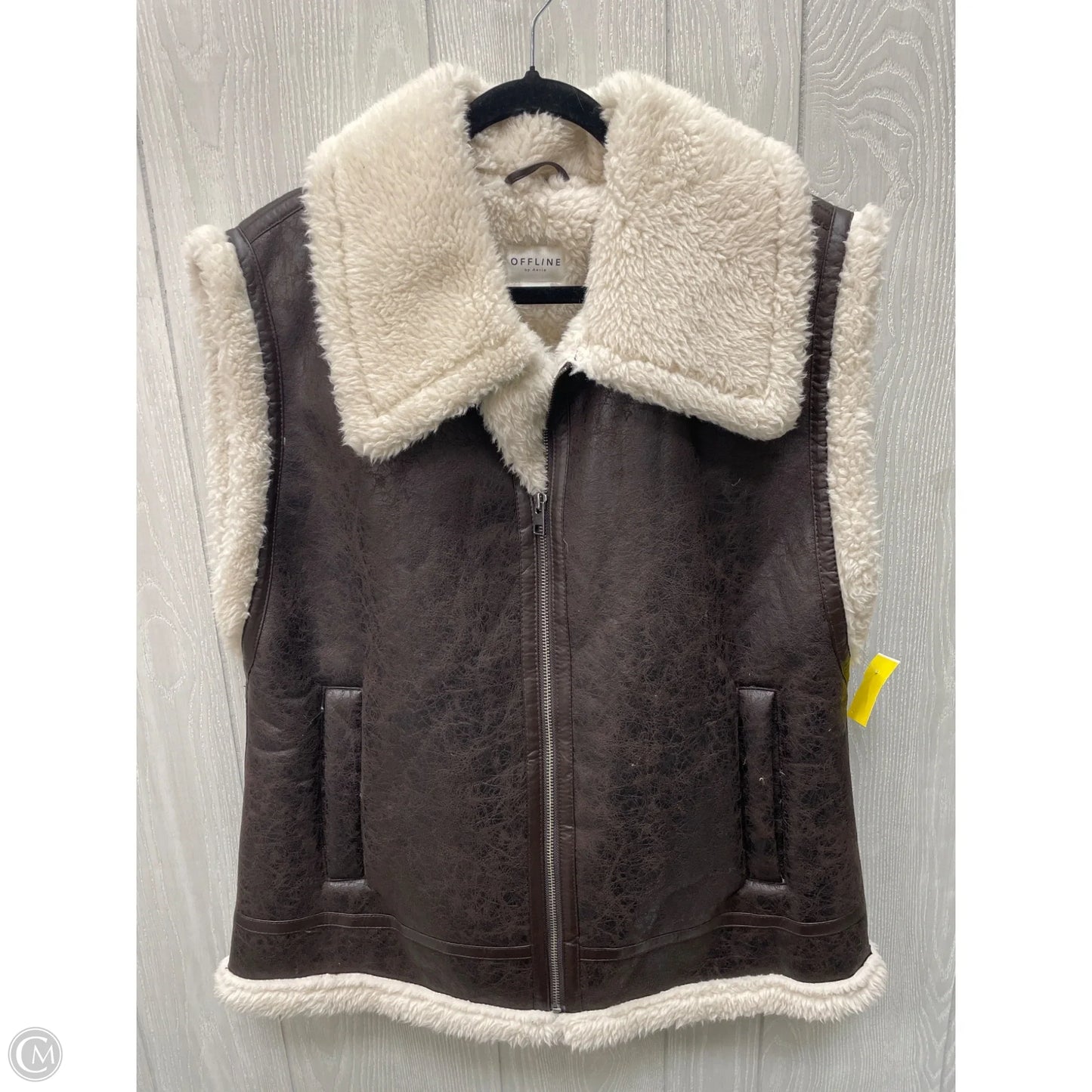 Vest Faux Fur & Sherpa By Offline By Aerie In Brown & Cream, Size: L