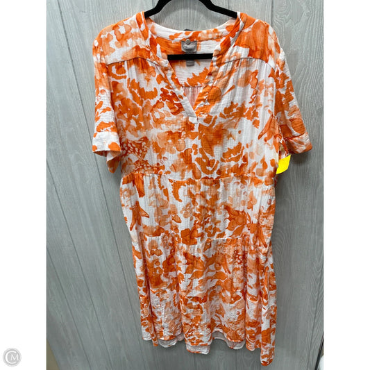 Dress Casual Short By Chicos In Orange & White, Size: L