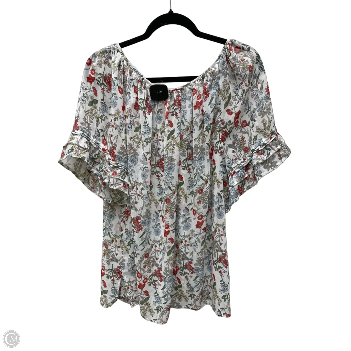Blouse Short Sleeve By Curve Appeal In Floral Print, Size: 2x