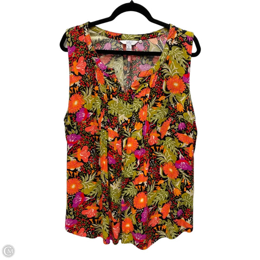 Top Sleeveless By Croft And Barrow In Floral Print, Size: 1x