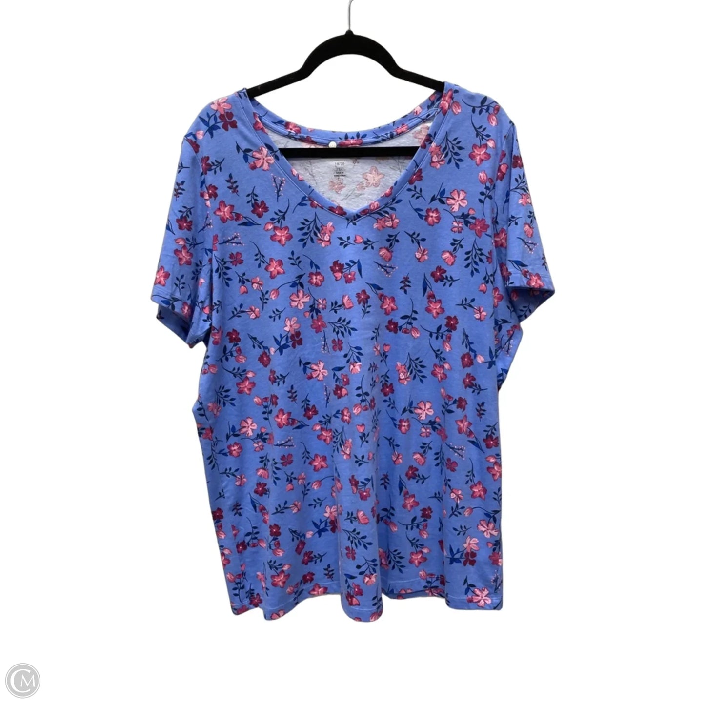 Top Short Sleeve By Woman Within In Floral Print, Size: L