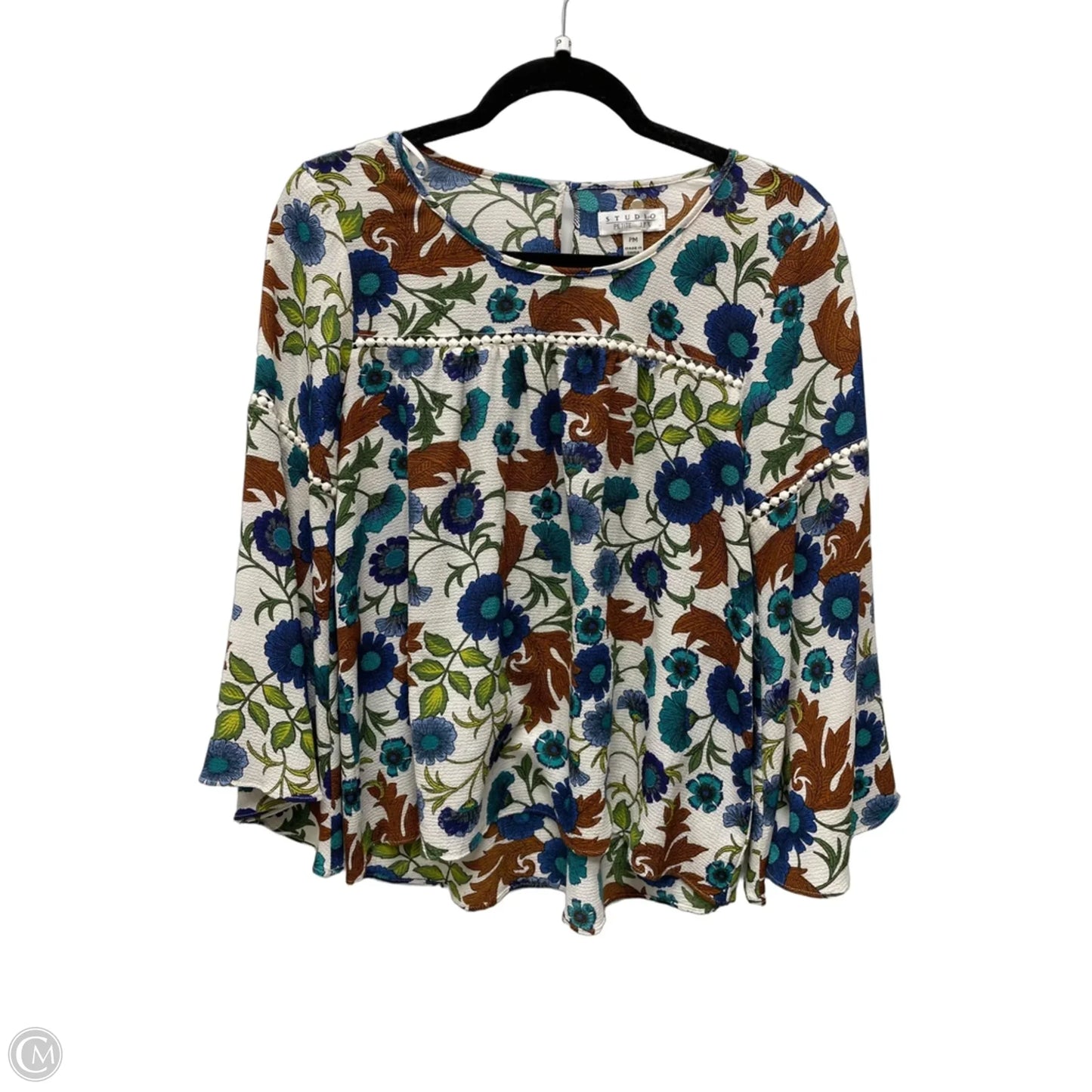 Blouse Long Sleeve By Clothes Mentor In Floral Print, Size: M