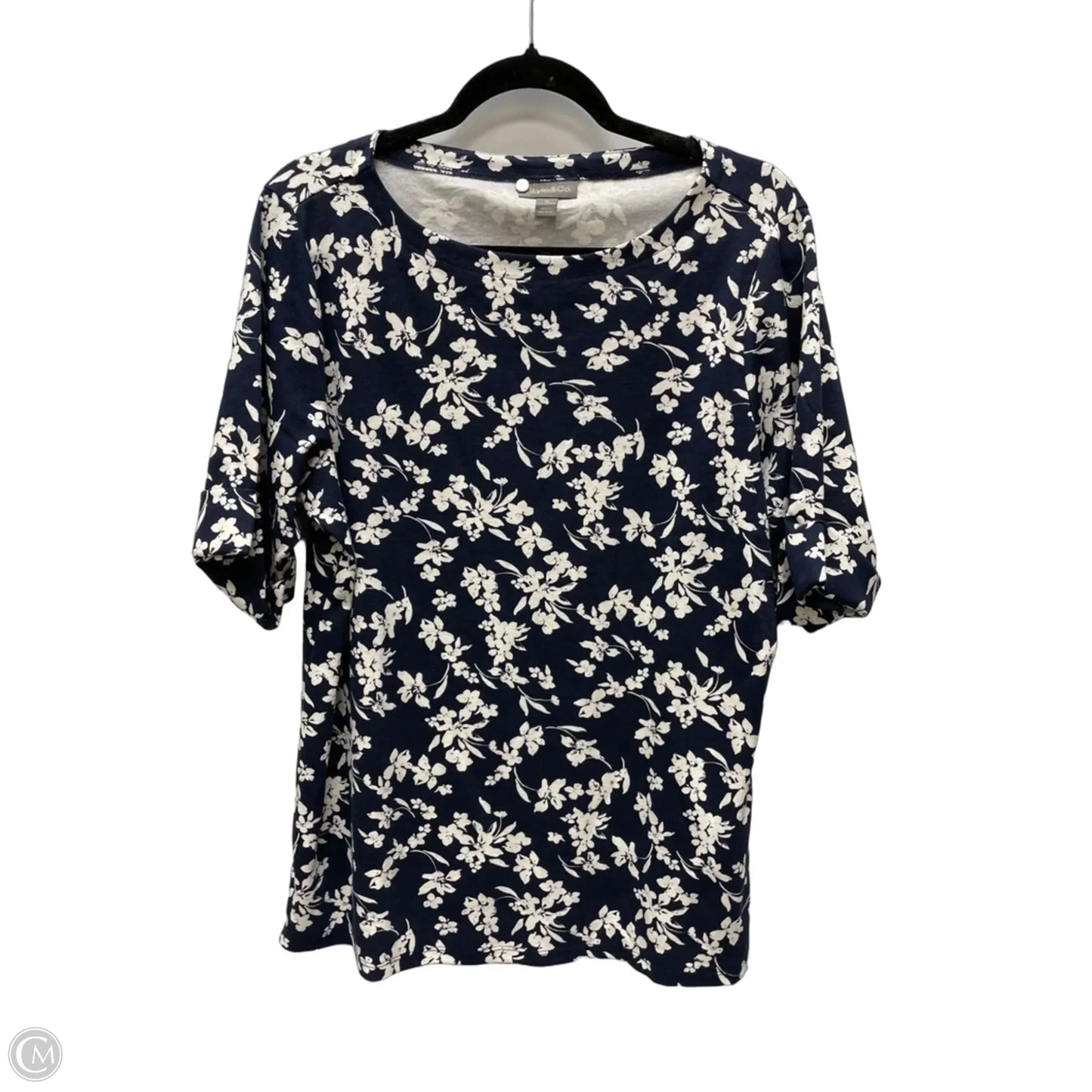 Top Short Sleeve By Style And Company In Floral Print, Size: 1x
