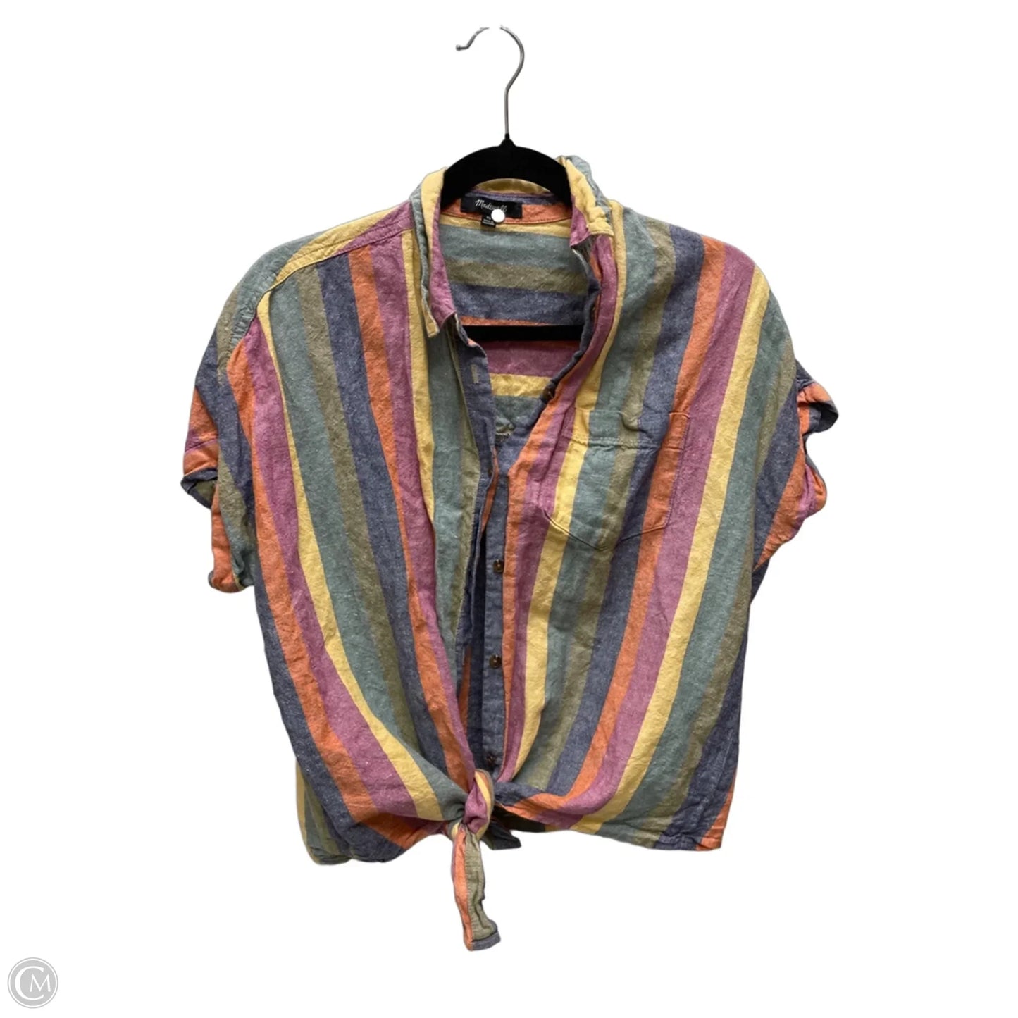 Top Short Sleeve By Madewell In Striped Pattern, Size: Xs