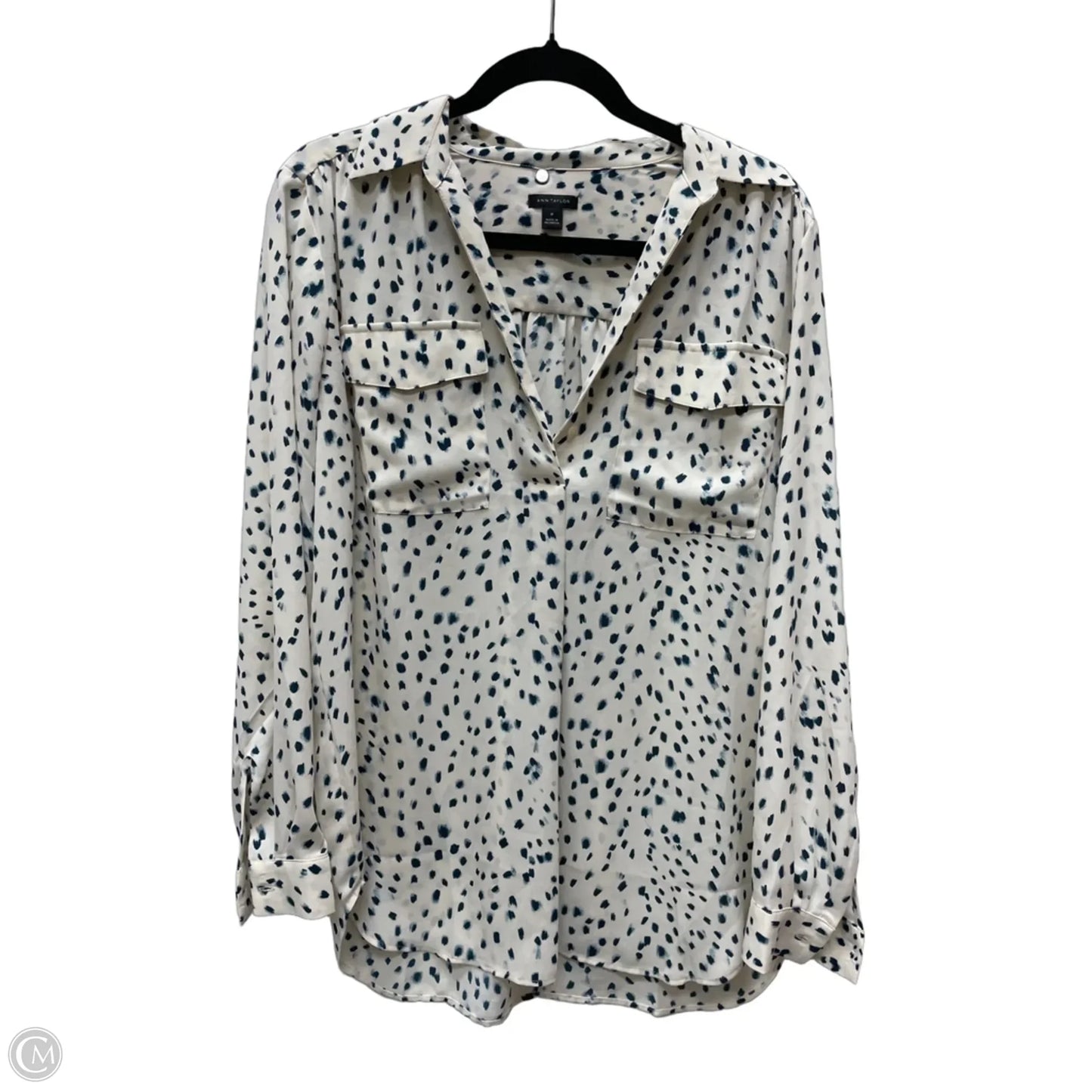 Blouse Long Sleeve By Ann Taylor In Cream, Size: M