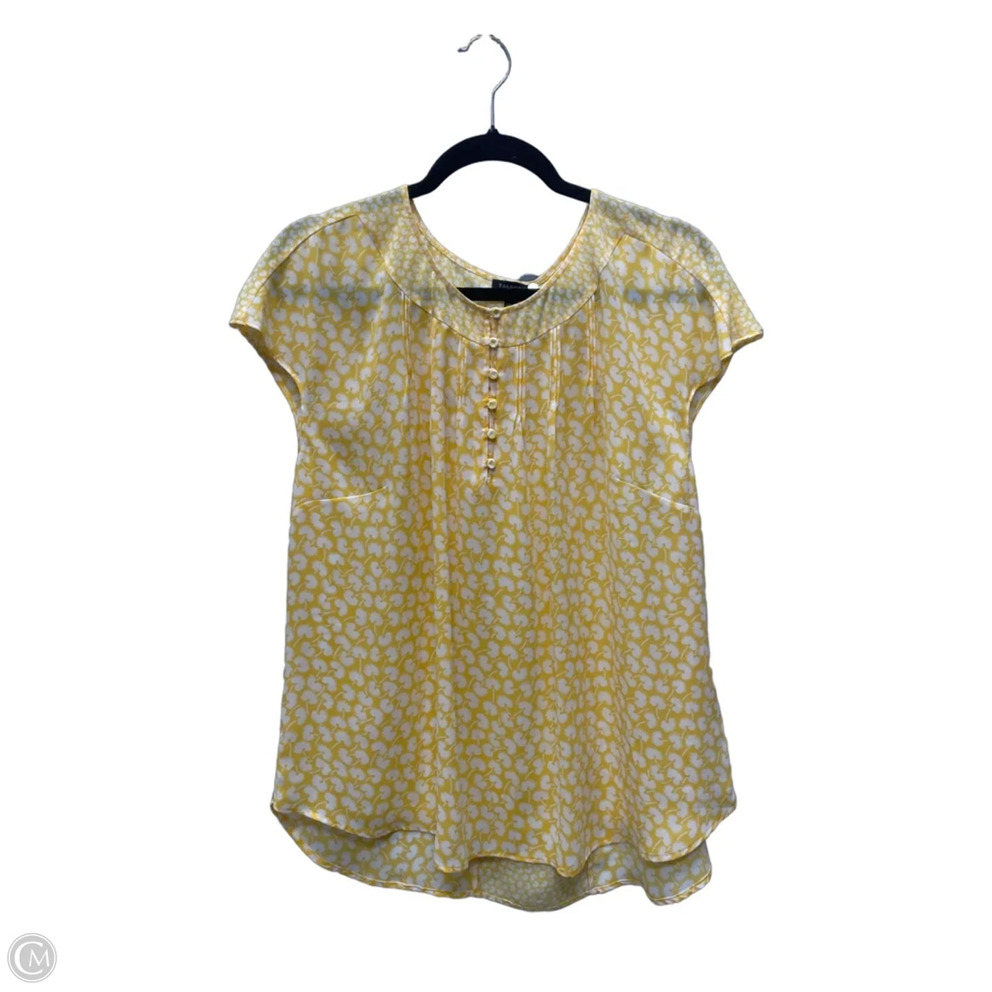 Blouse Short Sleeve By Talbots In White & Yellow, Size: Xl