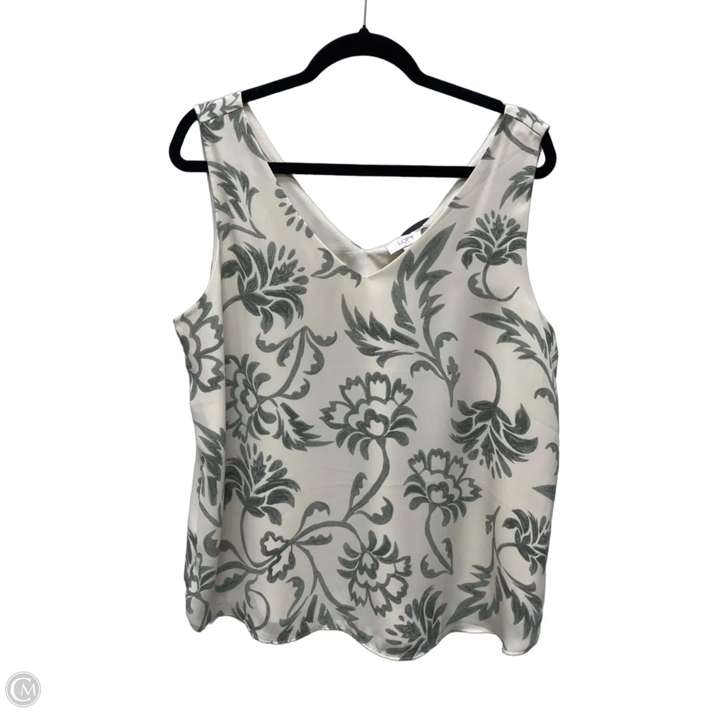 Blouse Sleeveless By Loft In Cream & Green, Size: L