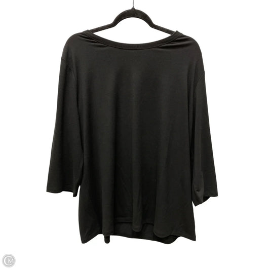 Top 3/4 Sleeve Basic By Clothes Mentor In Black, Size: 2x
