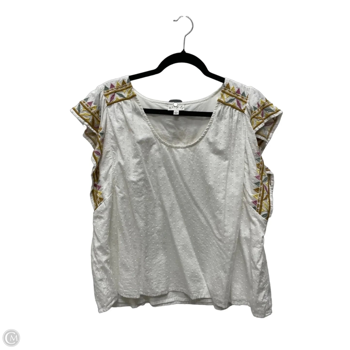 Top Short Sleeve By Wonderly In Cream, Size: L
