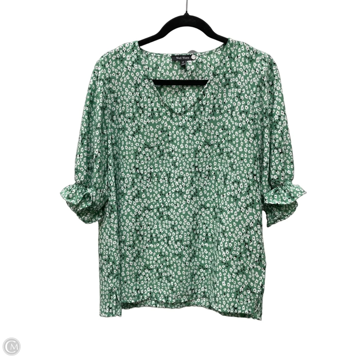 Blouse Short Sleeve By Well Worn In Floral Print, Size: M