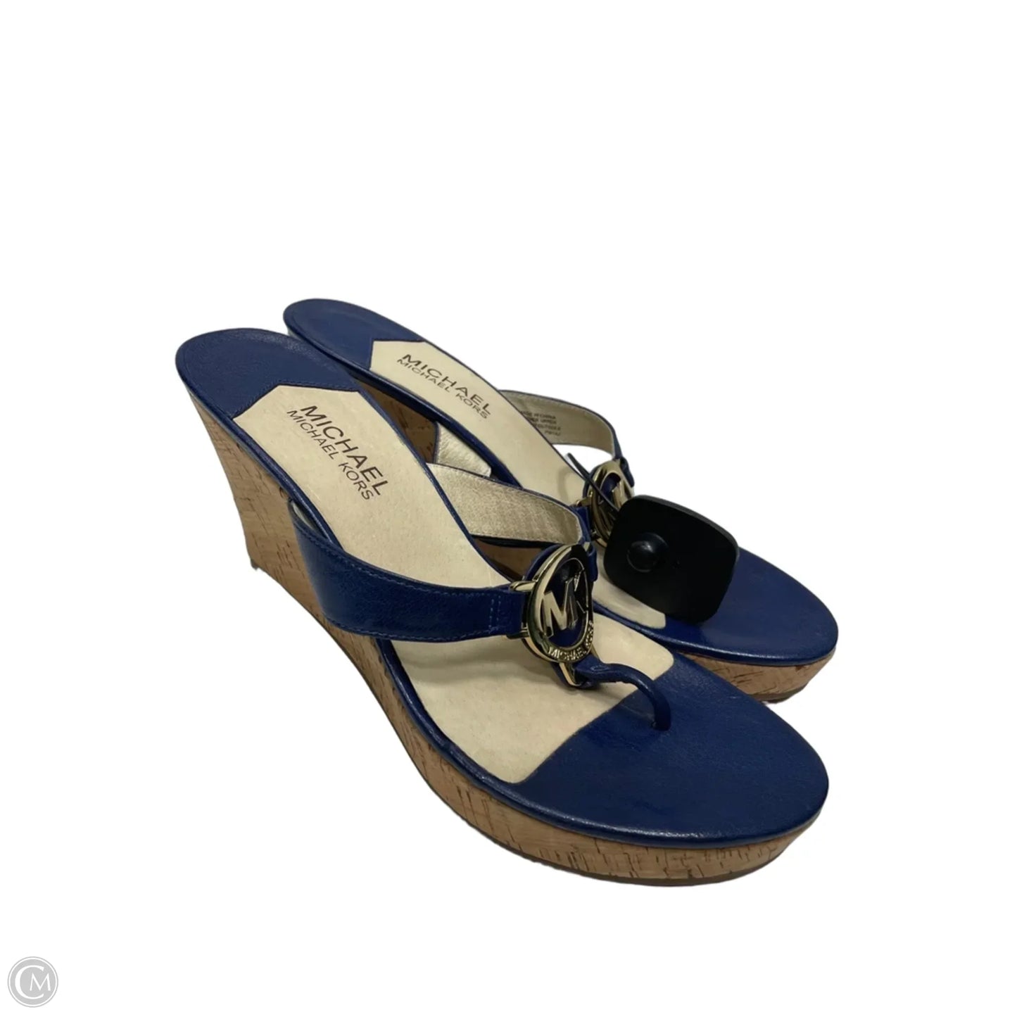 Sandals Designer By Michael Kors In Blue & Tan, Size: 9