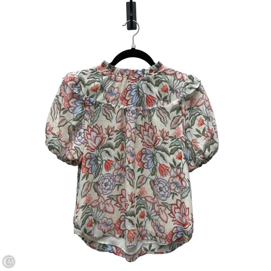 Blouse Short Sleeve By Loft In Floral Print, Size: Xs
