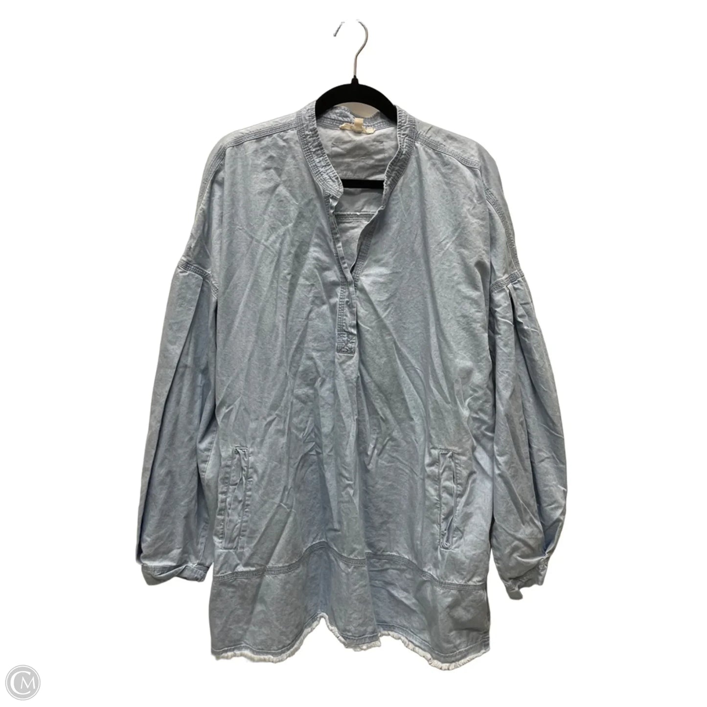 Tunic Long Sleeve By BLUE VELVET  In Blue Denim, Size: Xl
