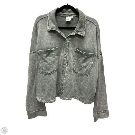 Top Long Sleeve By White Crow In Green, Size: 2x