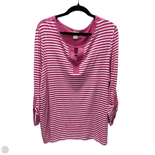 Top Long Sleeve By Chicos In Striped Pattern, Size: Xl