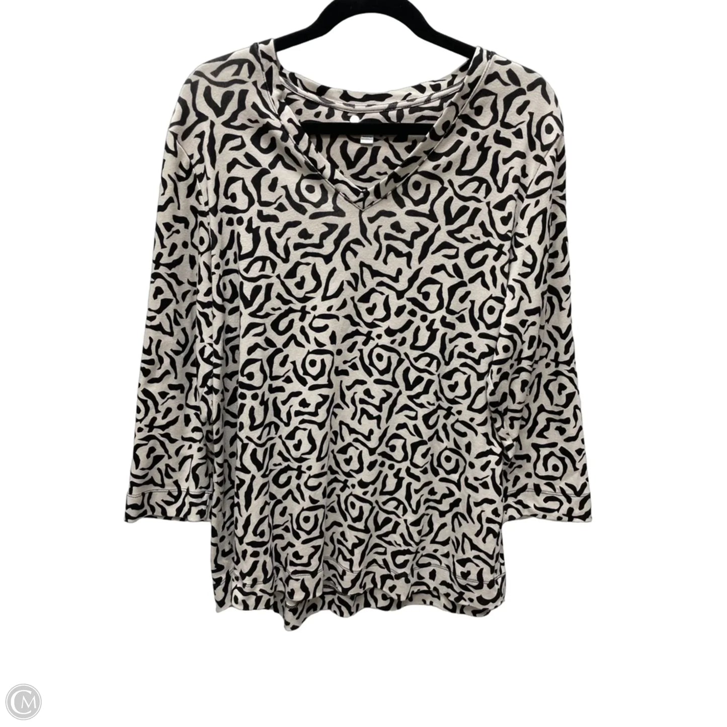 Top Long Sleeve By Chicos In Black & Tan, Size: Xl
