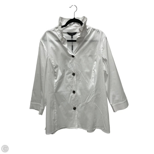 Blouse Long Sleeve By Ming Wang In White, Size: Xl