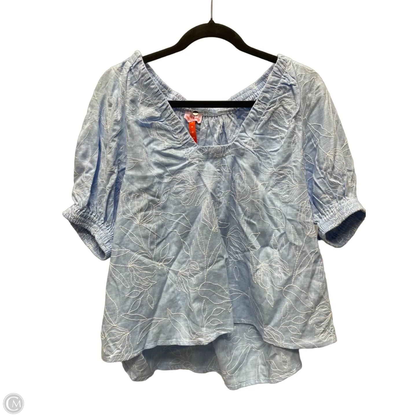 Top Short Sleeve By Cma In Blue & White, Size: L