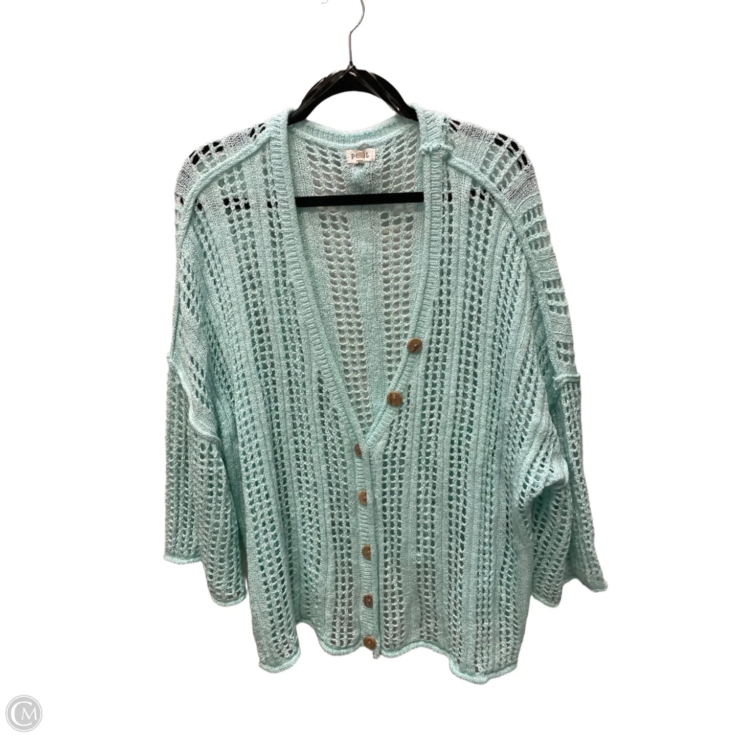 Sweater Cardigan By Pol In Green, Size: M
